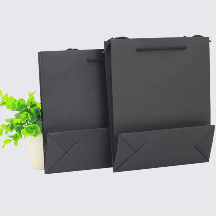 Custom luxury print black shopping paper bags with your own logo