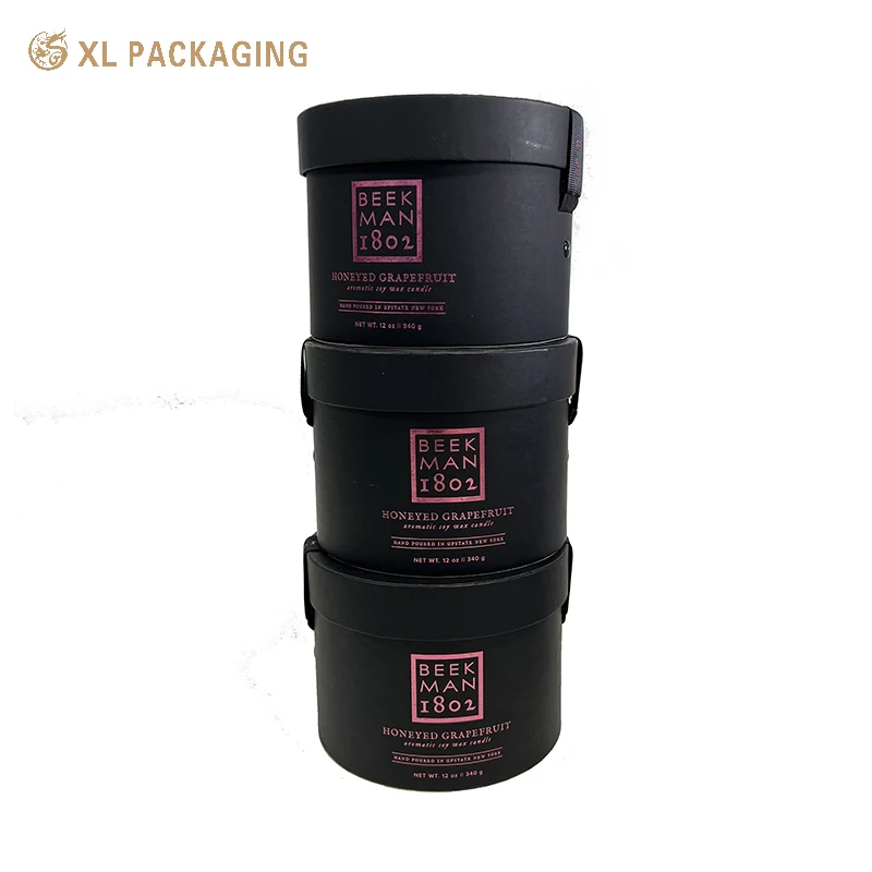 Custom Premium Matt Black Paper Tube Cardboard Round Gift Box Cylinder For Perfume Bottle Packaging