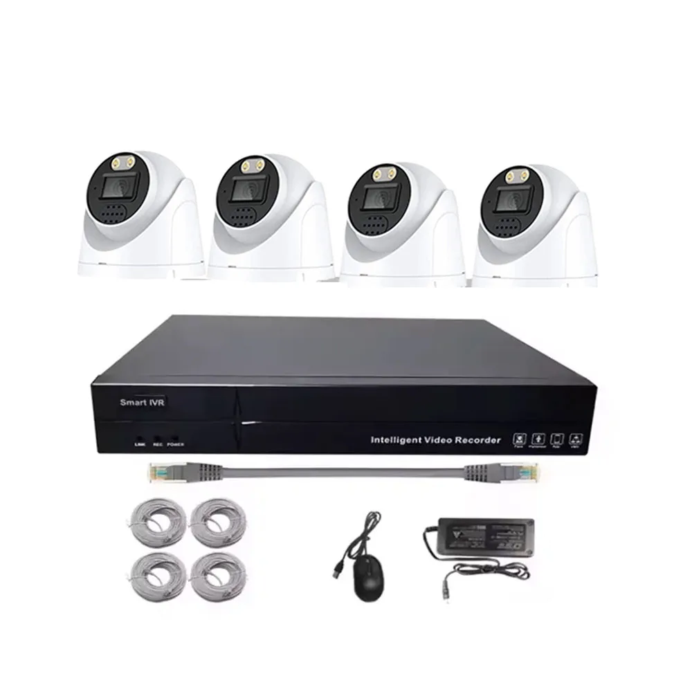 5MP POE NVR Kit Dome Camera Night Vision CCTV Human Detection 4CH Security Camera 4pcs