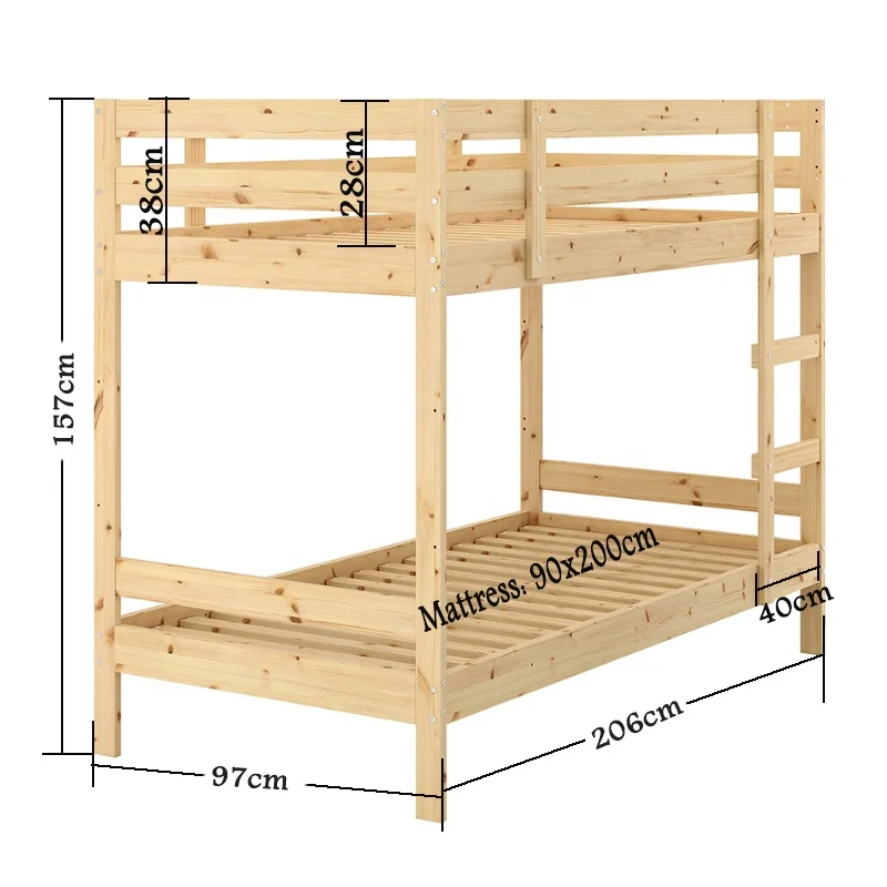 Wholesale Dorm Bunk Bed with Ladder Wooden Bunk Beds Frame Twin Size Kids Bunk Beds