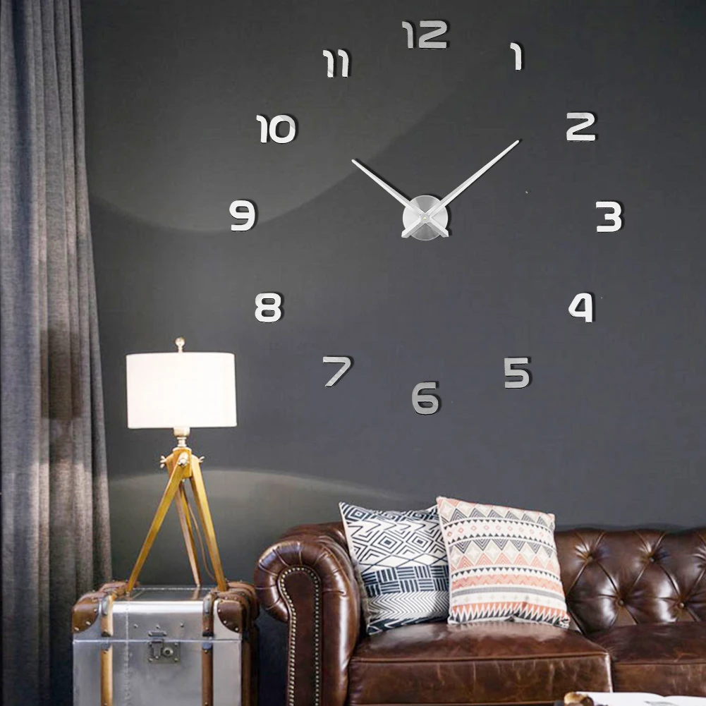Large DIY 3D numbers acrylic sticker cheap clock wall Home Decorative modern Big 3D numbers DIY wall clocks wholesale