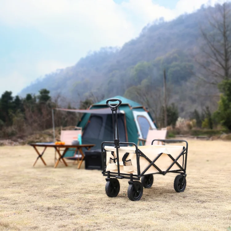 Wholesale Folding Adjustable Handle Outdoor Foldable Shopping Carts Beach Transport Collapsible Camping Cart Folding Wagon