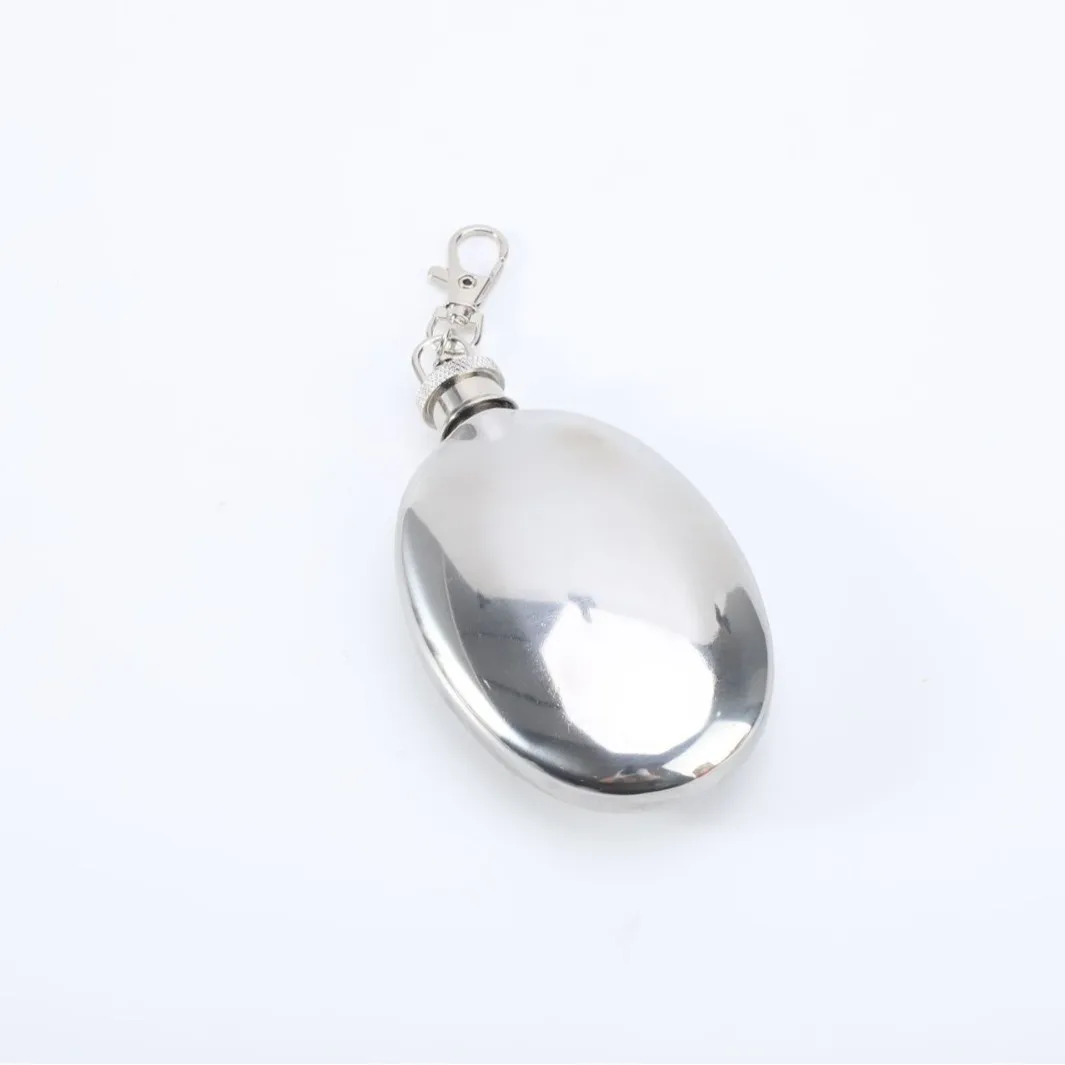 Factory Wholesale 2.5oz Mini Metal Hip Flask round Jewelry Shaped Keychain Pendant Modern Design Laser Logo for Giveaways Gifts