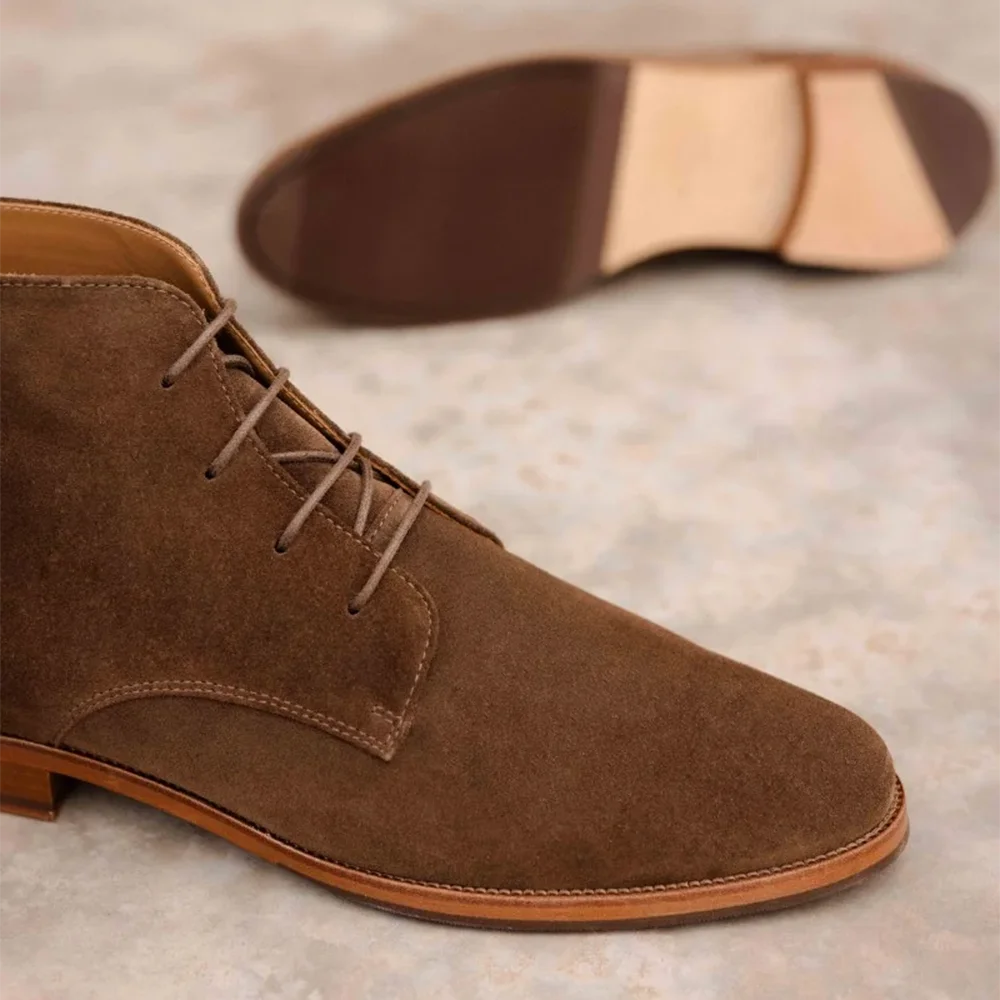 Winter elegant mens ankle boots casual nubuck leather chukka boots for men