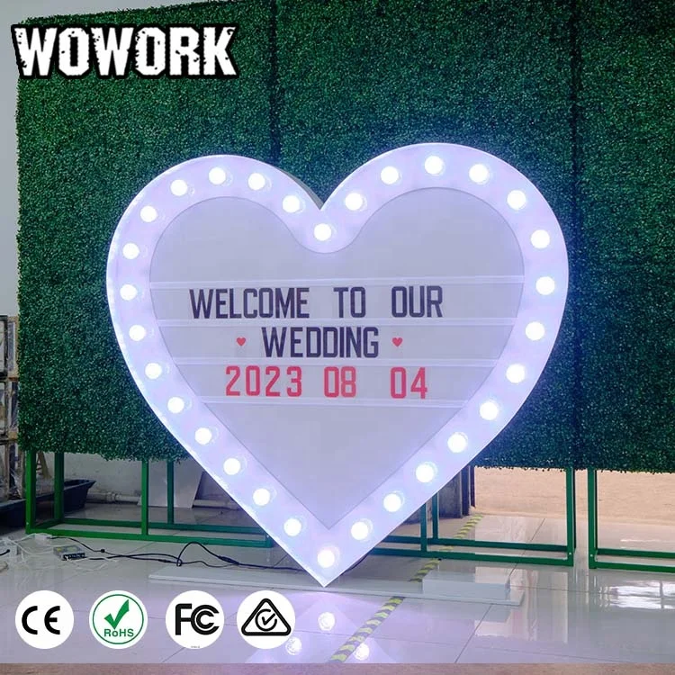 2024 WOWORK наружное светодиодное украшение для свадьбы большой световой короб кинотеатра с 90 буквами алфавита и табличками
