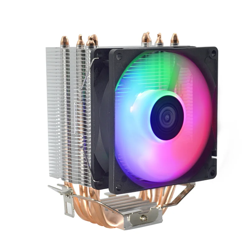 9cm rgb light effect radiator storefront three packs direct contact base four hot copper tubes mute computer case fan