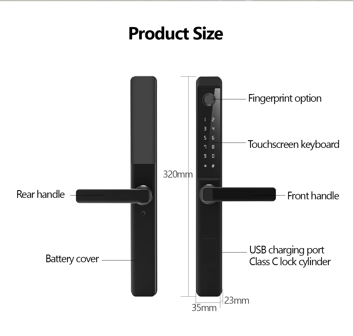 TUOAN TT-F9 2024 New Arrival Slim Smart Door Lock with Fingerprint TT lock Aluminum Alloy Electric Door Lock Smart