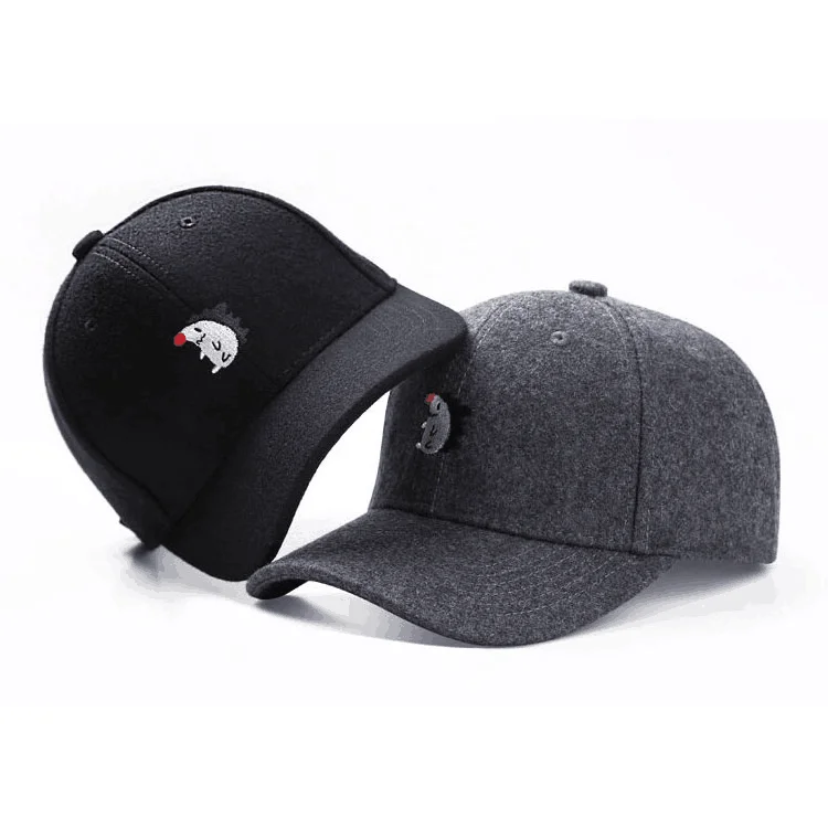 Wholesale Cheap Custom 100% Melton Wool Baseball Hat Custom Wool Baseball Cap Curved