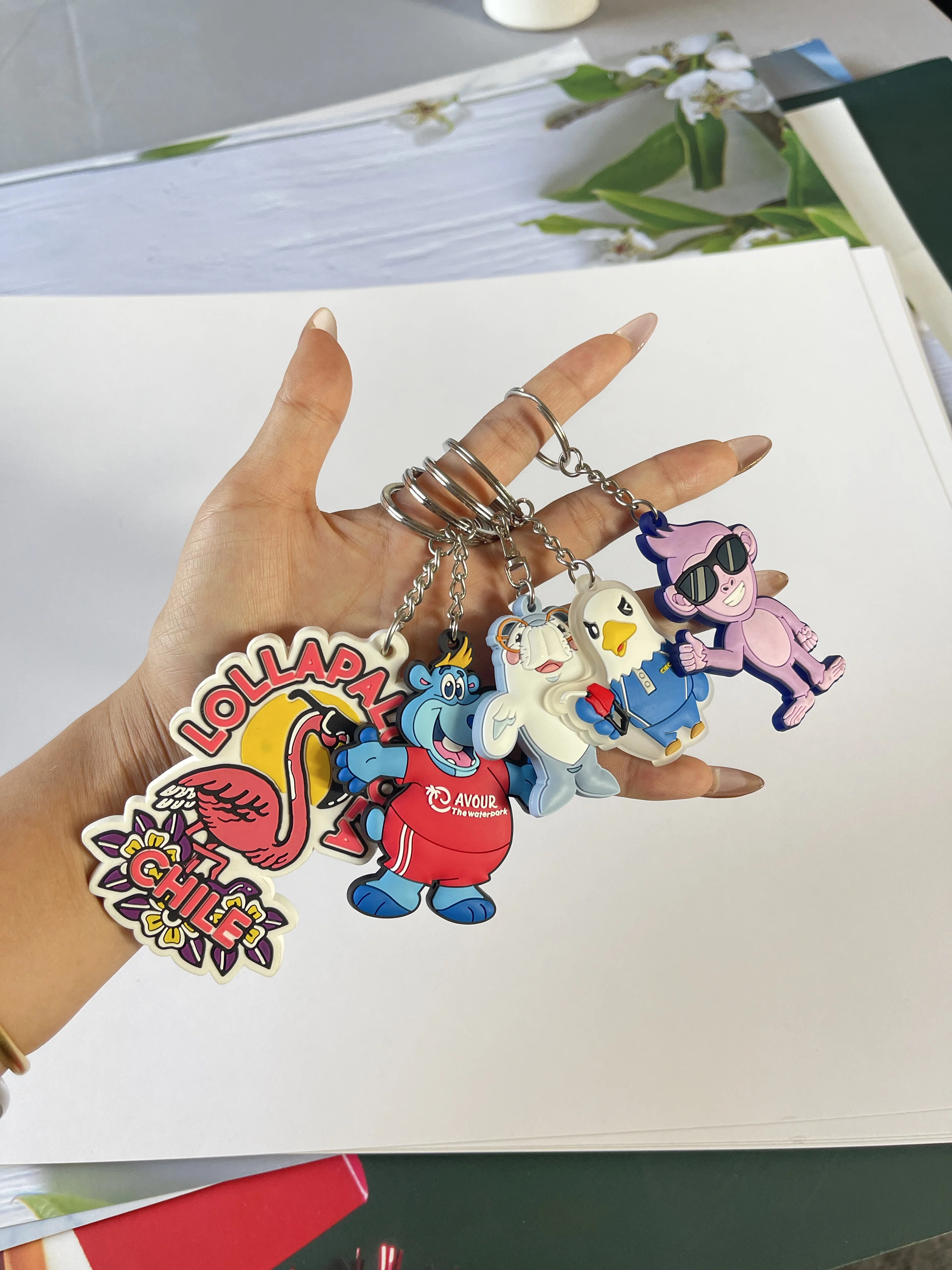 Best Seller Soft PVC Silicone Rubber motorcycle football hello kitty key chain