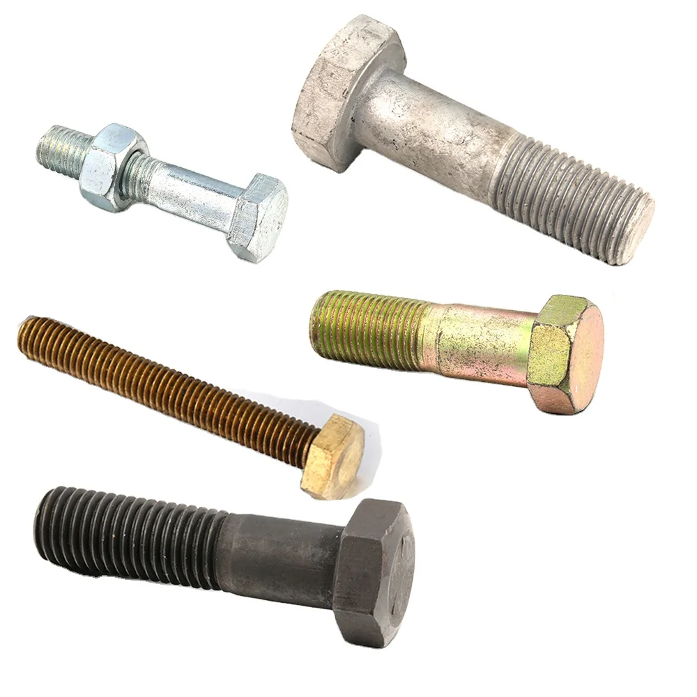 Крепеж высокопрочная желтая черная углеродистая сталь DIN933 DIN931 латунные тяжелые шестигранные болты и гайки