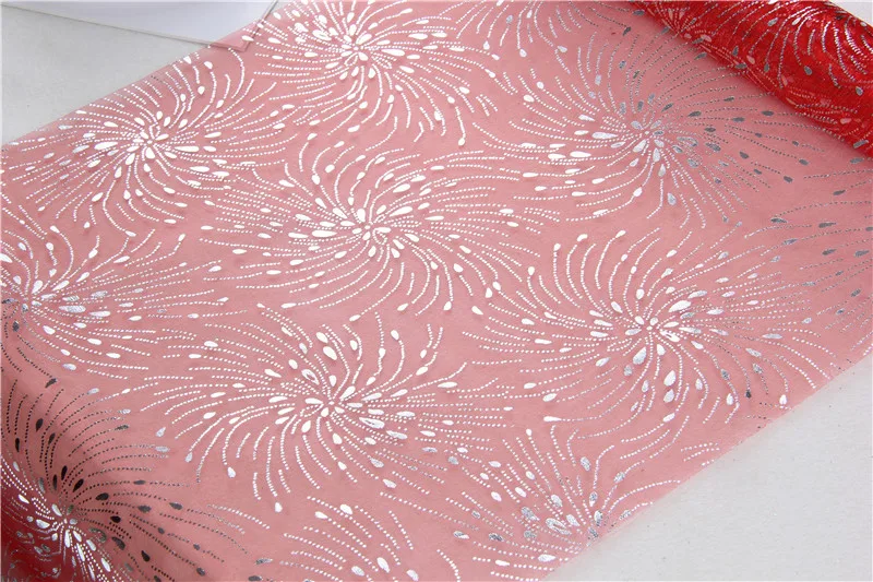 
Organza table runner with bronzed design 