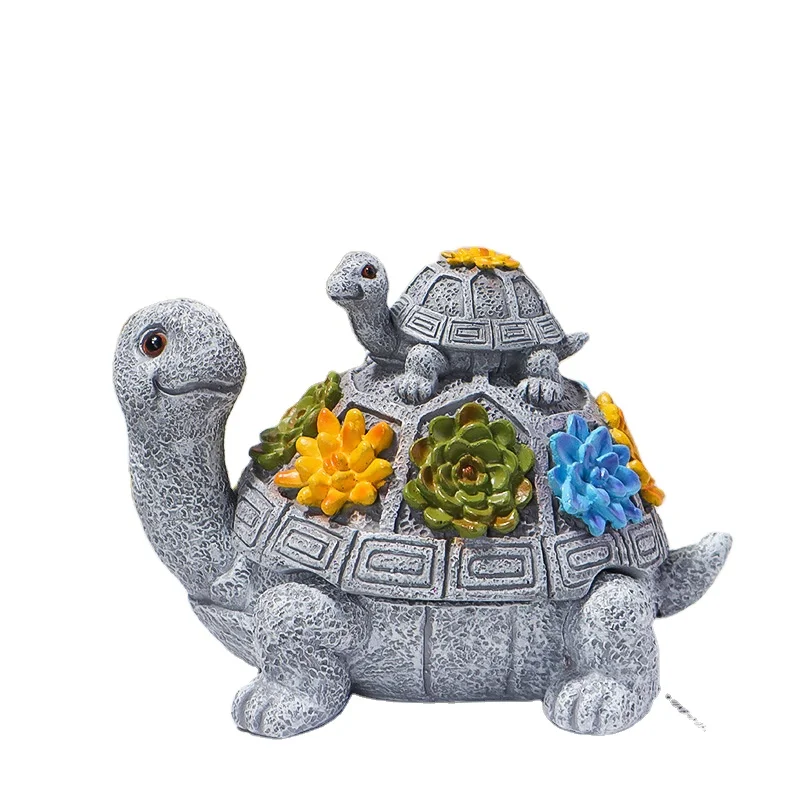 SE7 Custom Resin Crafts Office Decor Cute Parent&Child Turtles Statue Purifying Smokeless Ashtray