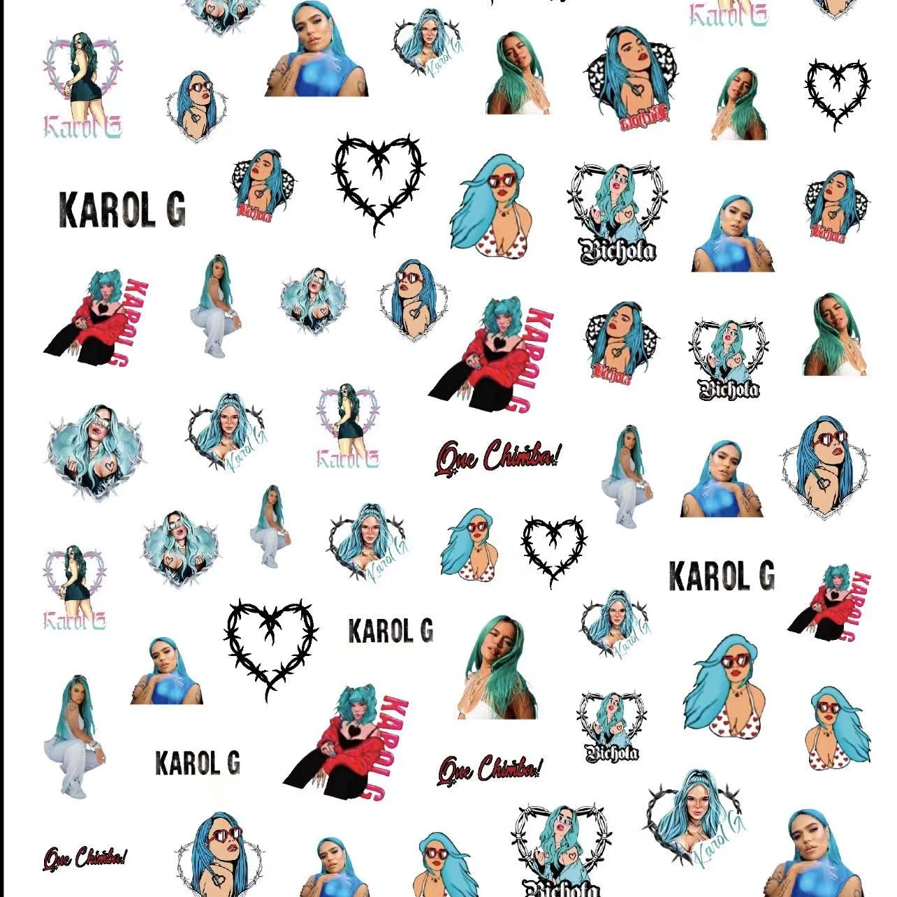 New MG series karol g nail decals bad bunny Nail adhesive stickers