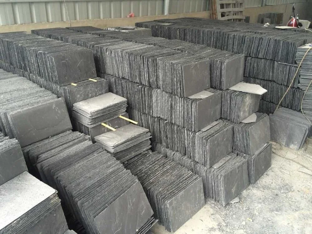 Black stone slate roof tile