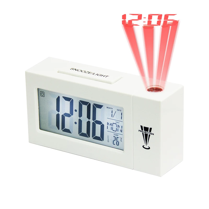 Цифровой будильник с проекцией подсветки для спальни от производителя EMAF отображением времени и температуры