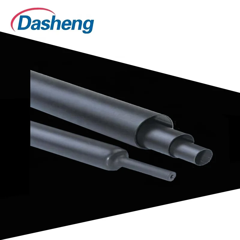 Black Factory supplier PE material high shrink ratio Medium wall heat shrink tube with glue for Insulation