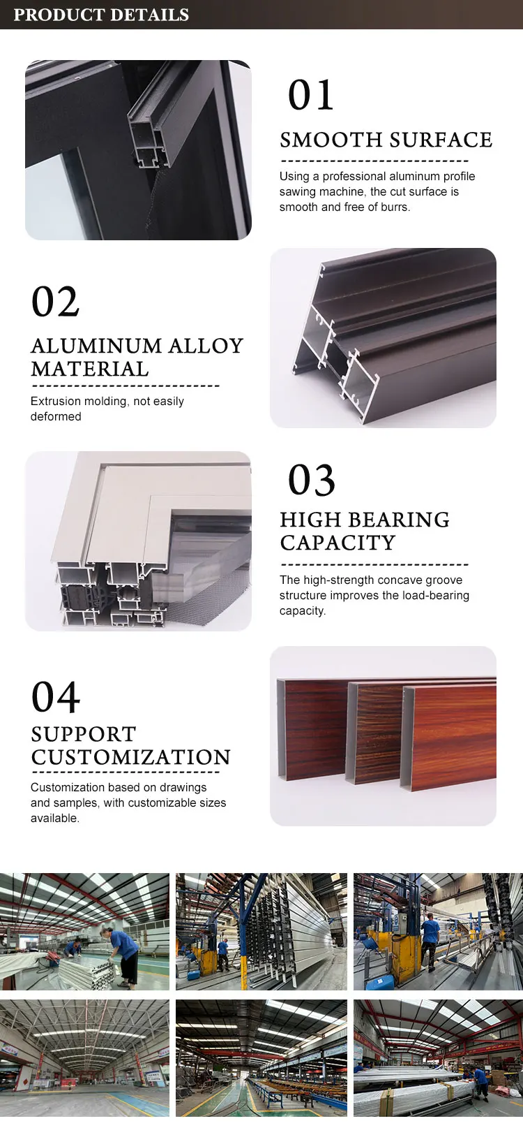 Oem service customized 6000 series different shape profiles extruded powder spray anodized cnc extrusion aluminum profiles