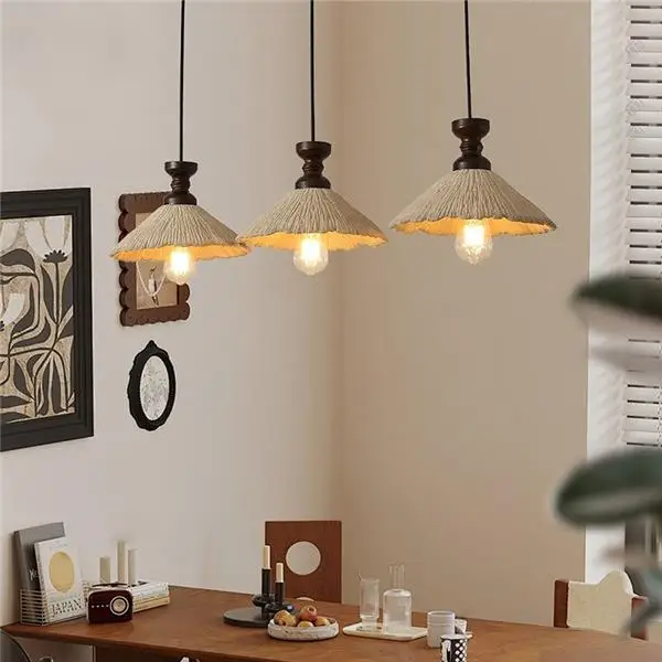Светодиодный подвесной светильник E27 прикроватная люстра из цельного дерева с микротементом в древнем стиле для спальни столовой бара