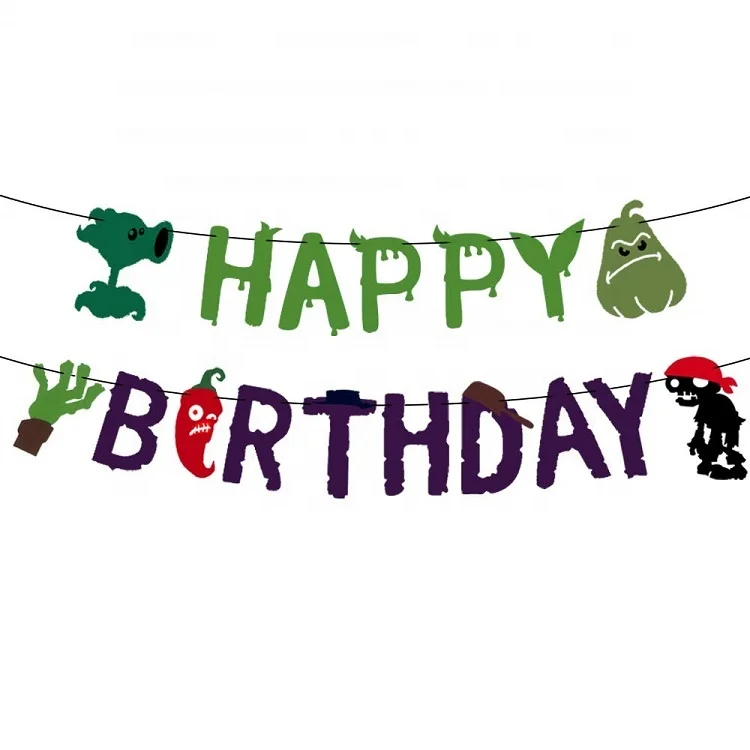 Umiss Paper Plants VS Zombies Banner Party Dekoration , Fiestas, Weddings  Holiday and Happy Birthday Party Set