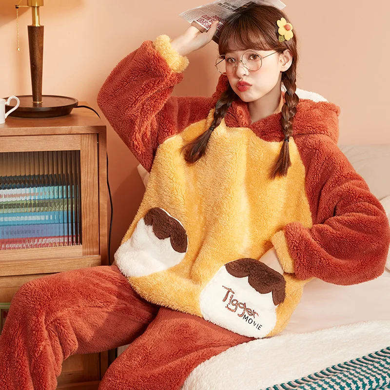 Factory Wholesale christmas cartoon pyjama flannel pajamas sets pajamas for women winter