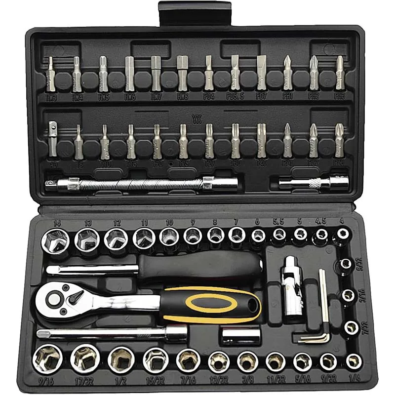 professional 61pcs spark plug drive ratchet socket wrench organizer tool set case, 108 pzs car motorcycle
