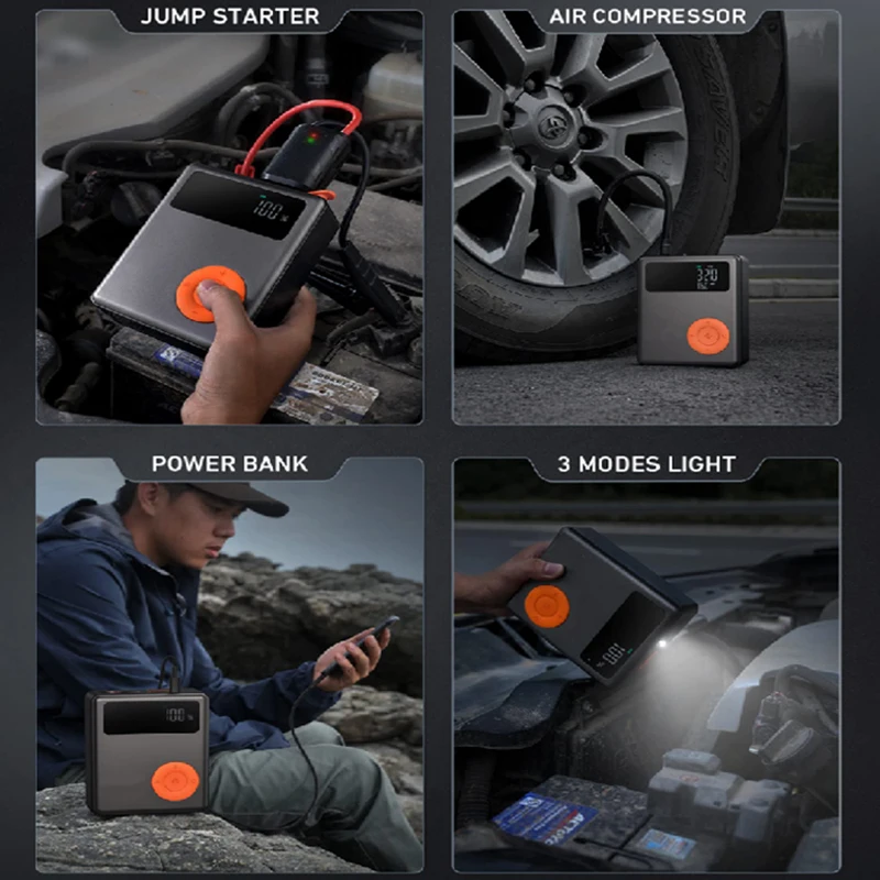 Multifunctional 13000mAh/20000mAh jump starter 12v 24v portable jump starter super capacitor jump starter with tires inflator