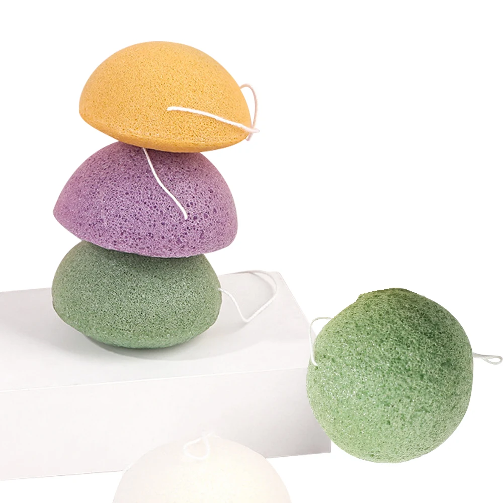 Tobeautys Private Label 100% Nature Organic Konjac Baby Sponge Plant Fiber Green Heart Konjac Sponge