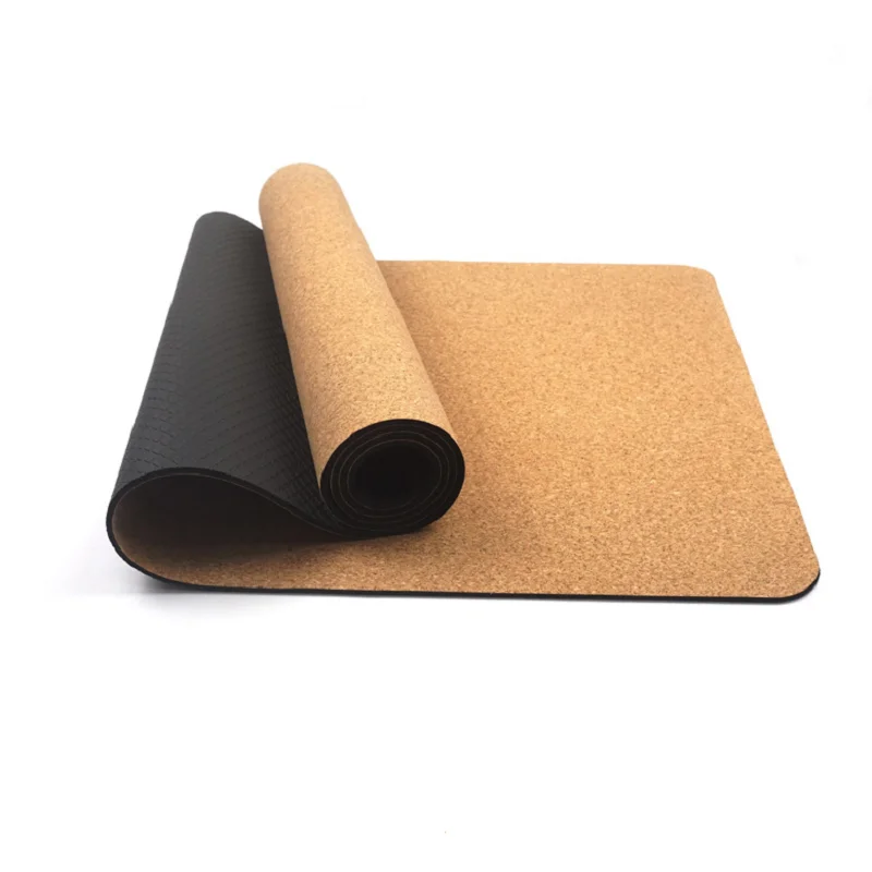 hot sale fitness equipment home non slip yoga mat  tpe cork yoga mat