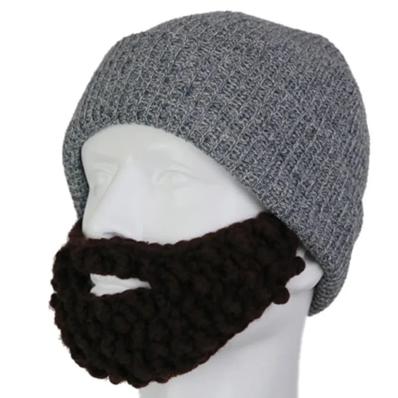 Wig Beard Hats Cosplay Roman Knight Handmade Knitted Helmet Winter Sports Warmer Cap Ski Funny Mask Beanie