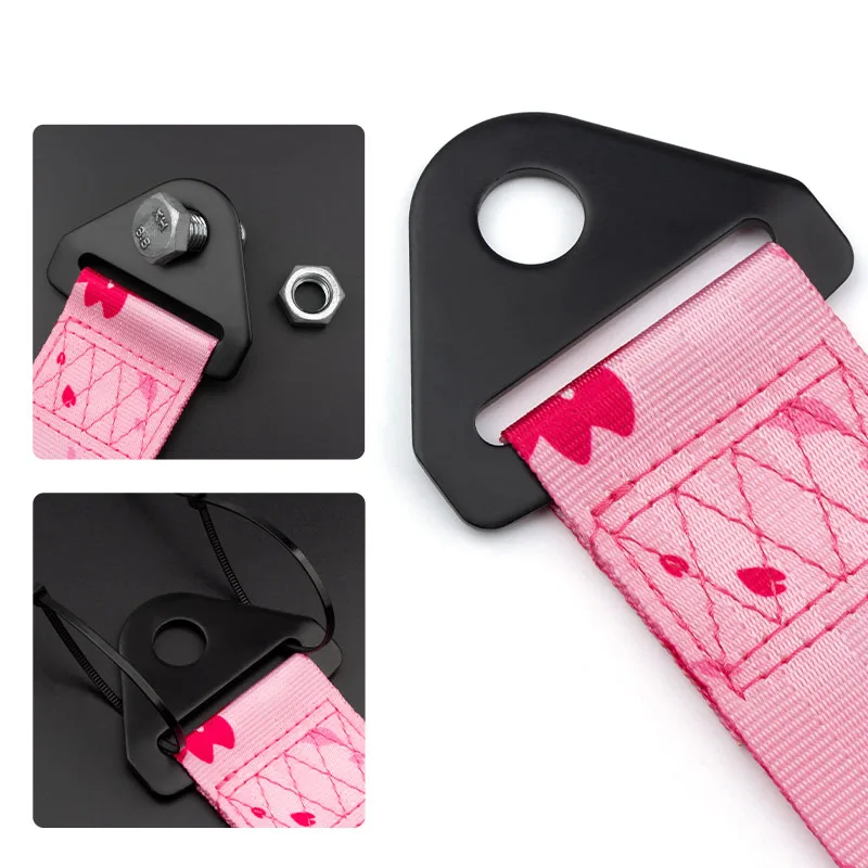 Customized logo pink nylon webbing racing car tow straps for toyota