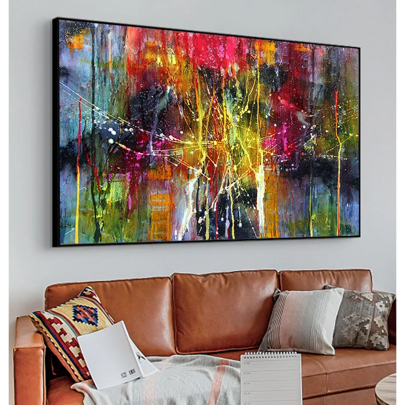 Abstract Oil Painting on Canvas Colorful Wall Art Pictures for Living Room Bedroom Modern Posters and Prints Home Decoration