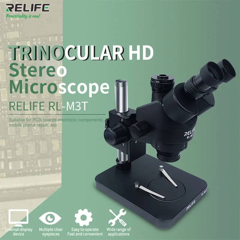 RL-M3T Trinocular HD Stereophonic Microscope 0.7-4.5X Of The Continuous Tinnitus Trinocular Reife With Camera Electronic Device