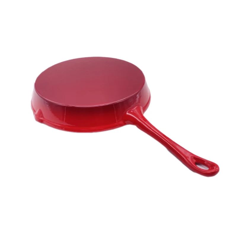 Bright Houseware Enamel Cast Iron Skillet Customized Color Round Flat Bottom Frying Pan