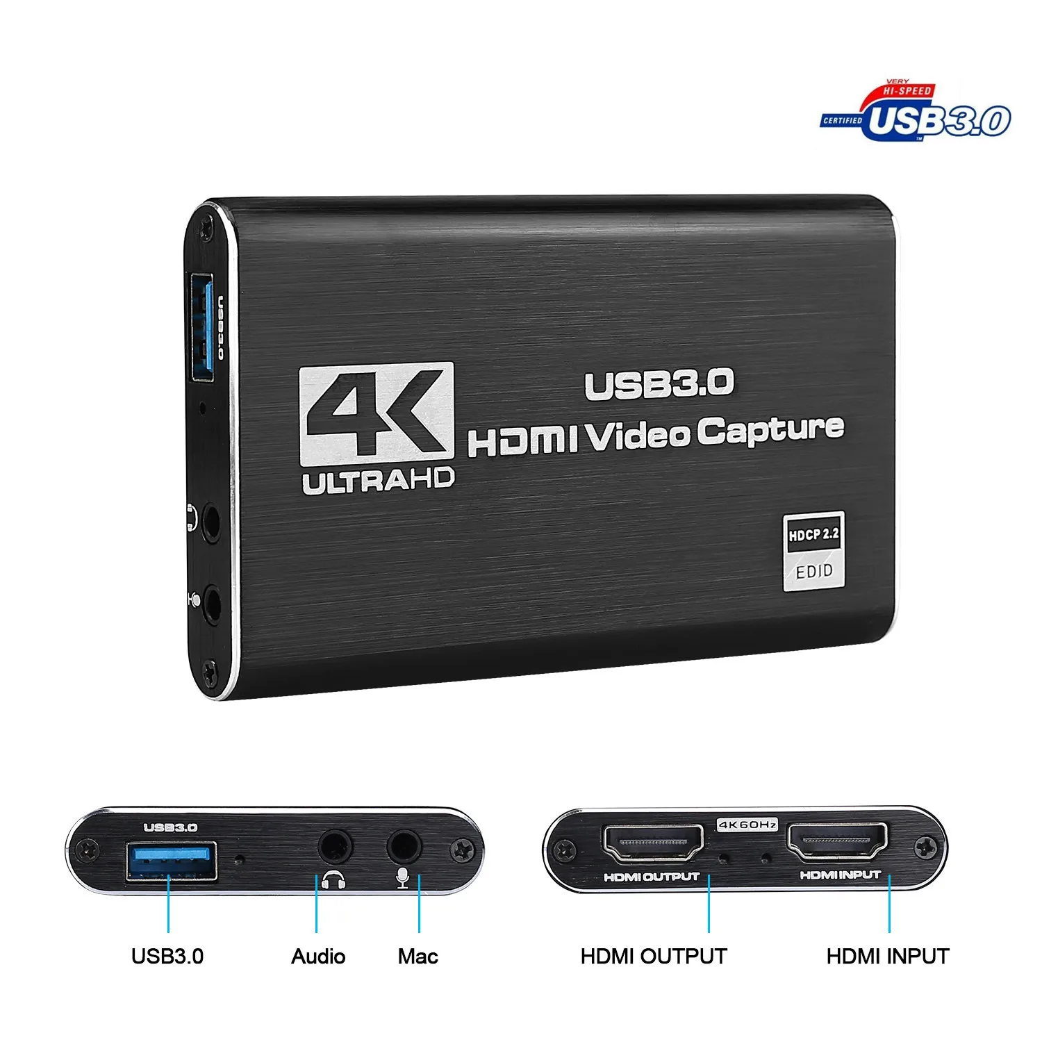  Портативный Преобразователь HDMI USB3.0 4K 1080P 60fps для игр прямых трансляций