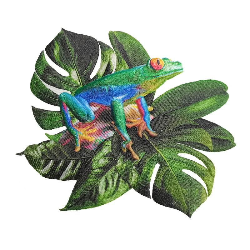 Frog Embroidered Applique Clothing Accessories Gradual Change Colors High Quality Unique Embroidery Printed Custom Patches