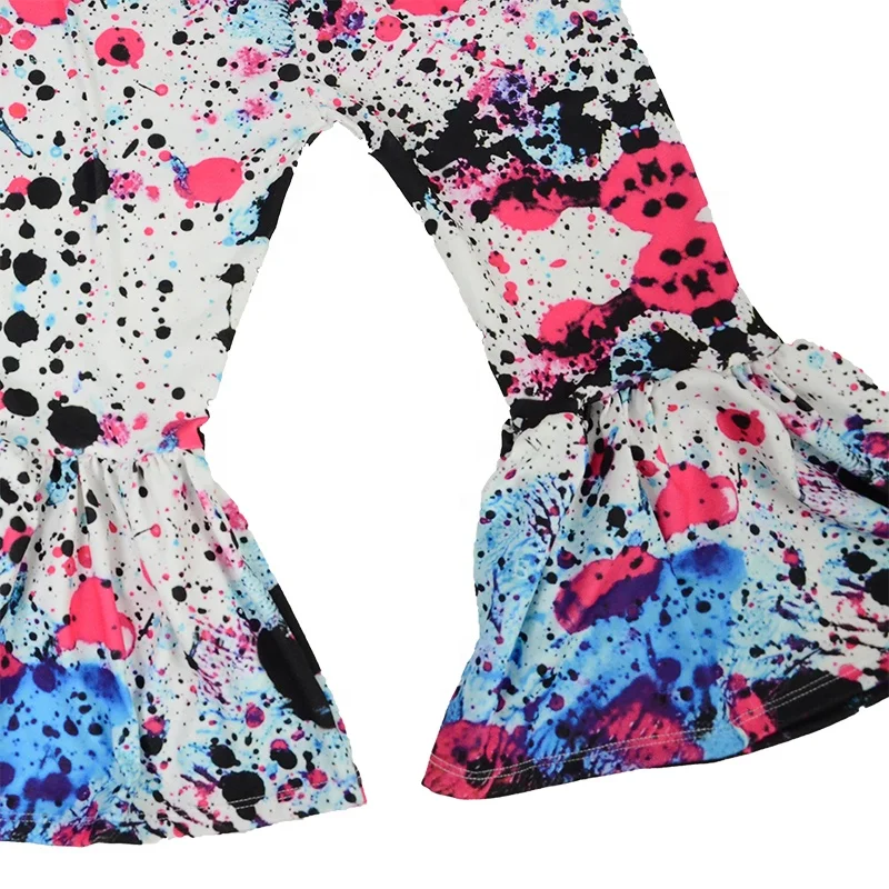 
Spring Kids splater Flare Pants Girls Wide Legging Pants For Girls Trousers boutique Baby Kids Bell Bottoms 