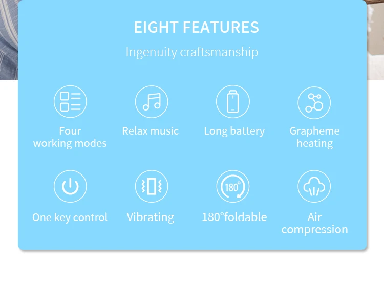 Foldable 9D Three Layer Air Bag Press Portable Smart Euipement Device Relax Vibration Eye Care Massager With Heat Music