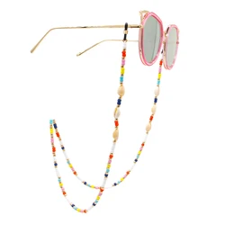 Custom Mix color seed beads shell sunglasses chain glasses strap cord gold eyeglass chain