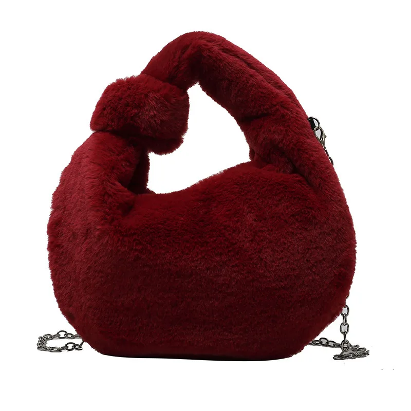 Fashion Winter Bags For Women Cute Furry Purse Leopard Print Handbags Lady Fuzzy Cow Shoulder Tote Women Fur Underarm Bags