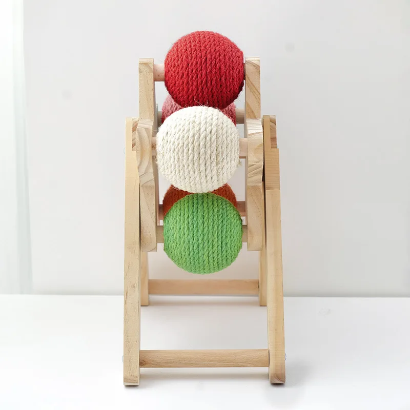 New wooden interesting five color wind fire wheel cat paw grinding pet supplies furniture for ornaments in Cat cage