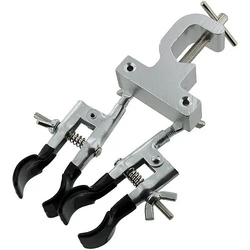Gelsonlab HSG-101A Lab Aluminum Adjustable Double Flask Clamps Test Tube Clamp Burette Clamp PVC Coated Round Jaws