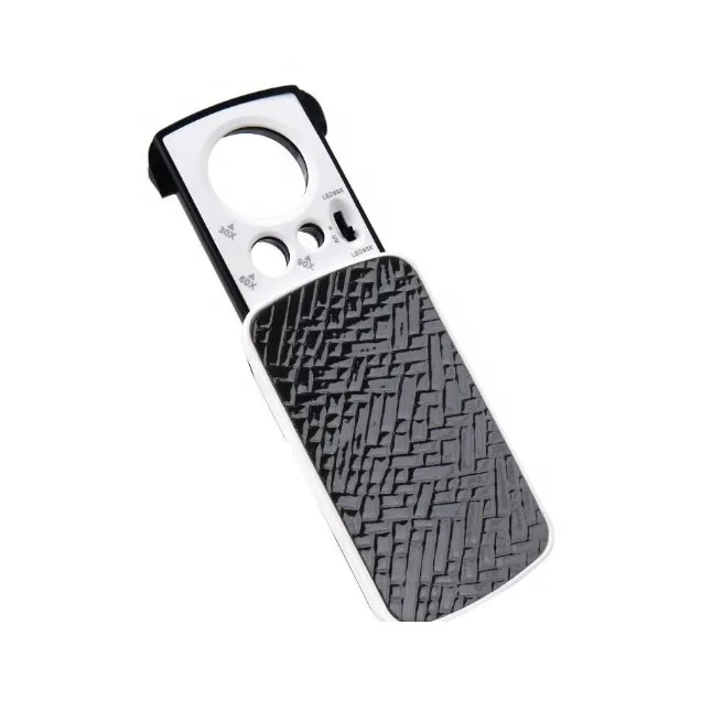 
China wholesale slide out pocket magnifying glass jewelry loupe magnifier with LED UV light 