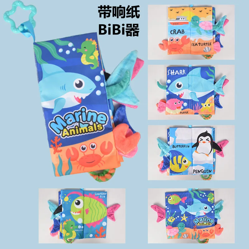 Wholesale Soft Baby Washable Book Ocean Farm Jungle tail Animals story book baby soft Fabric cloth book for Baby Toy