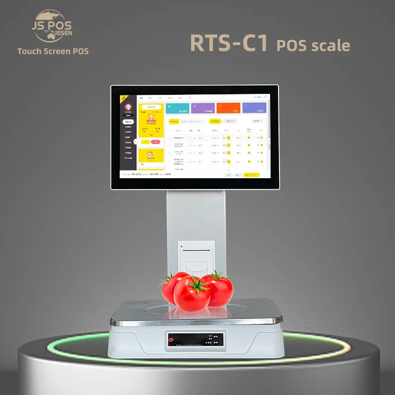 15.6 all in one pos scale PC Cash Register Scale Stainless Steel Weighing Pan POS system fresh food Fruits Vegetables scale