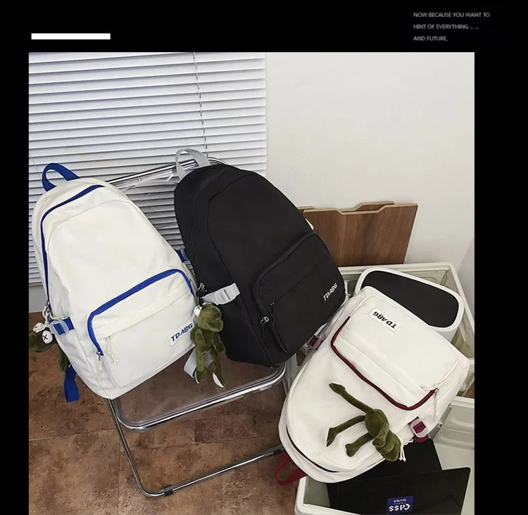 Fashion And Simple Casual High Student Backpack Mori Harajuku Hit Color Travel Tote Bag Trend Ins School Bag