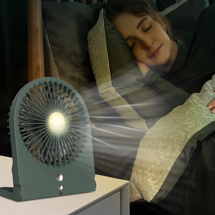 Amazon Hotsale USB Foldable Rechargeable Fans with Led Lamp Battery Fan Portable Table Fan for Summer