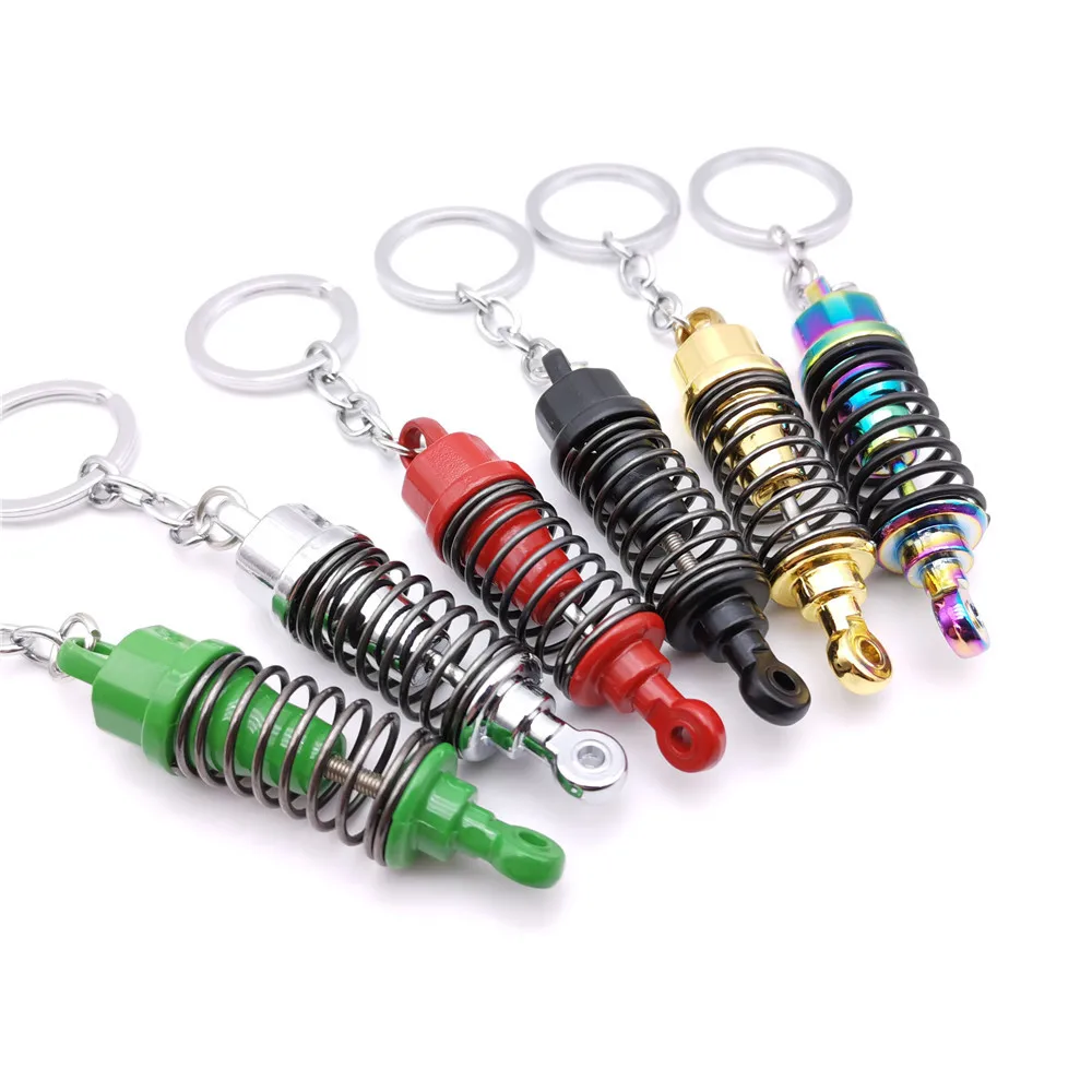 Modified spring shock absorber vibration simulation alloy metal key chain hanging gifts
