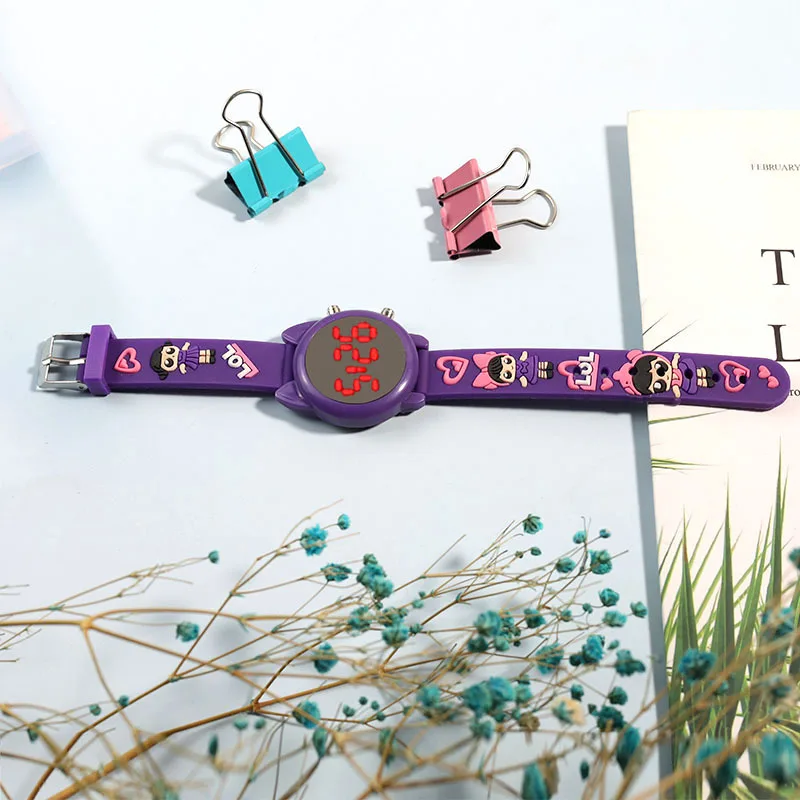 2023 Sport Bracelet Silicone Digital Wristband Children Unique Mirror Face Cartoon Dolls Led Watches Plastic for Girls Kids Fly