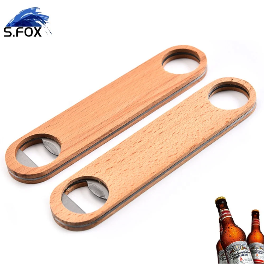 Wholesale Factory Supply Custom LOGO Blank Type Wood Cover Beer Bottle Opener