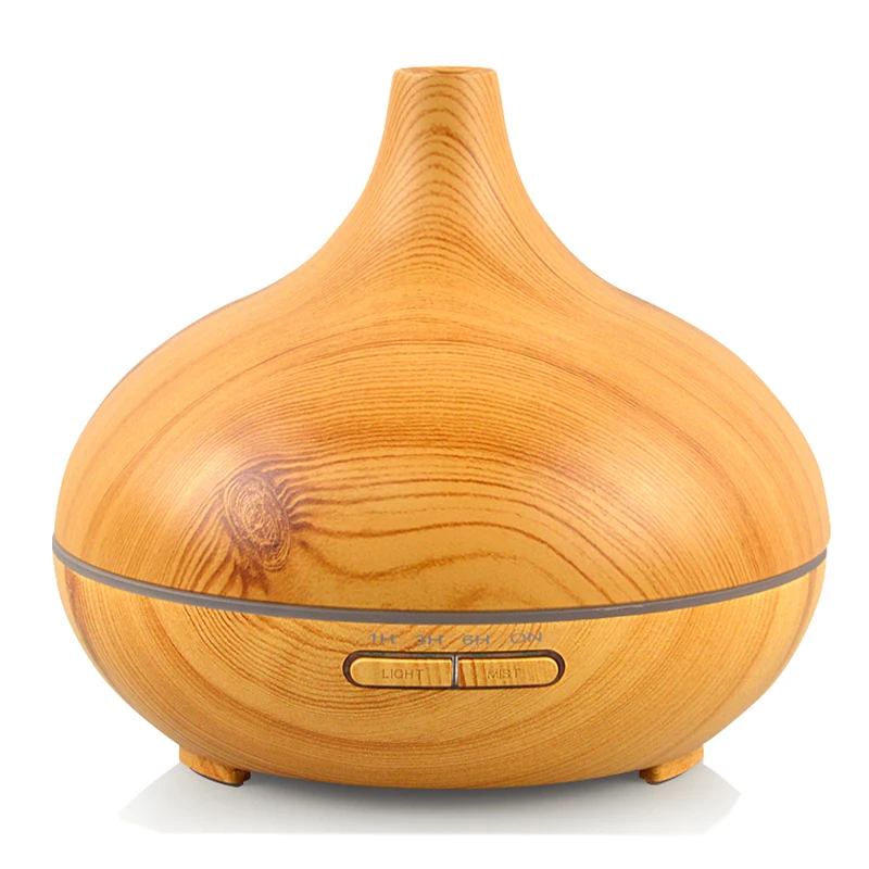 300ml Wood Grain Mist Air Humidifier Ultrasonic Aroma Therapy Essential Oil Diffuser with Colorful Lamp